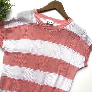 Devon | Pink/White Striped Knit Sweater Size M